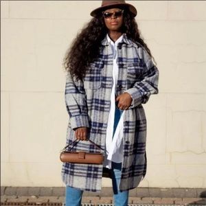 H&M Plaid Oversized Coat Shacket Blogger Favorite